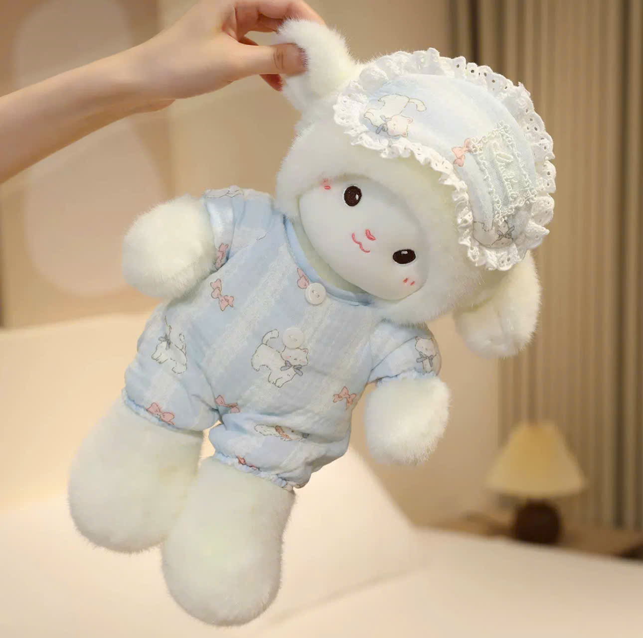 Gấu Bông Cừu Sữa mặc Pyjama dễ Thương, cao 43cm, hàng nhập Quảng Châu cao cấp
